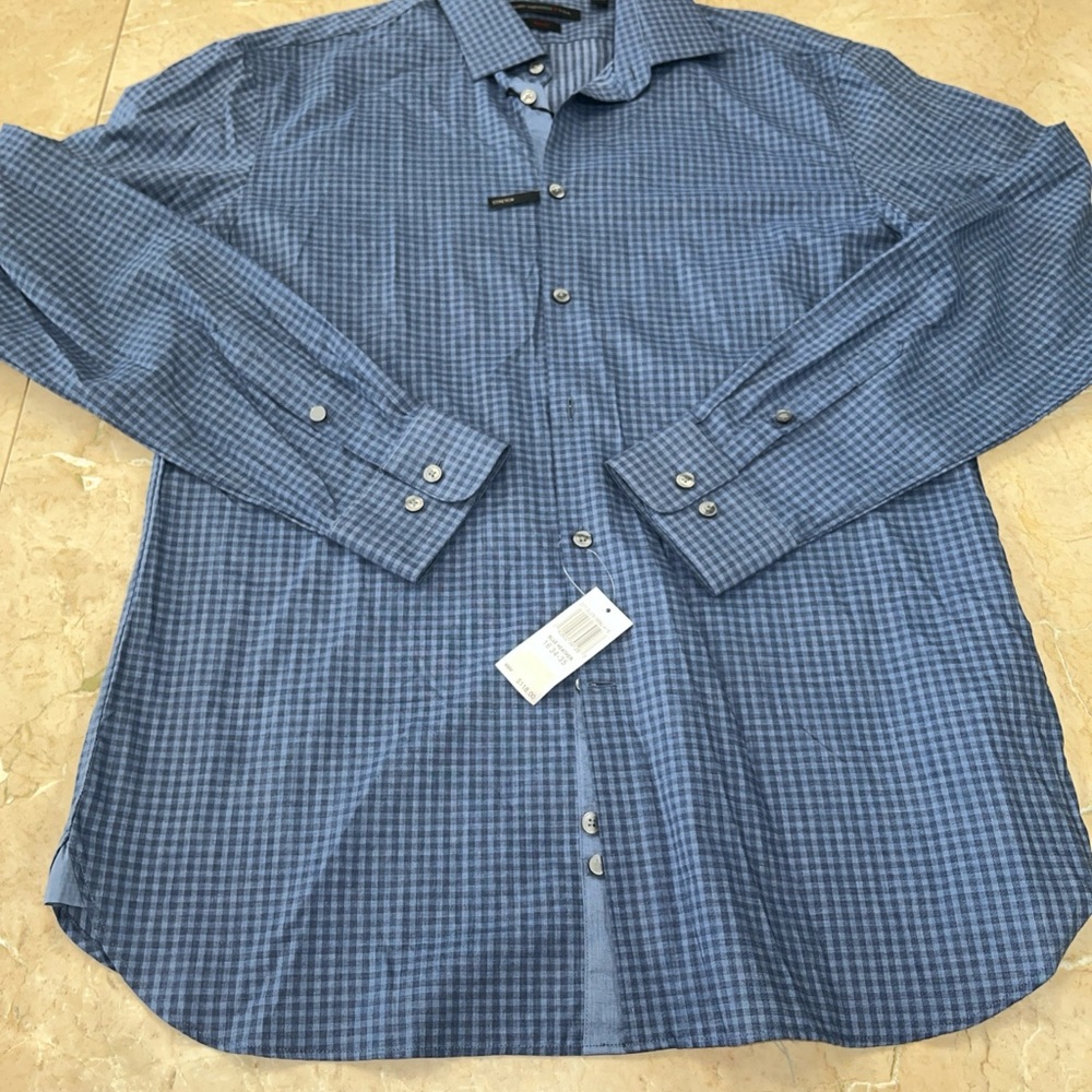 John Varvatos Men's Blue Checkered Shirt
